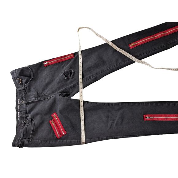 HT Denim Black Skinny Jeans Men 36x32 Distressed Punk Streetwear Style Edgy Rock - Picture 14 of 14